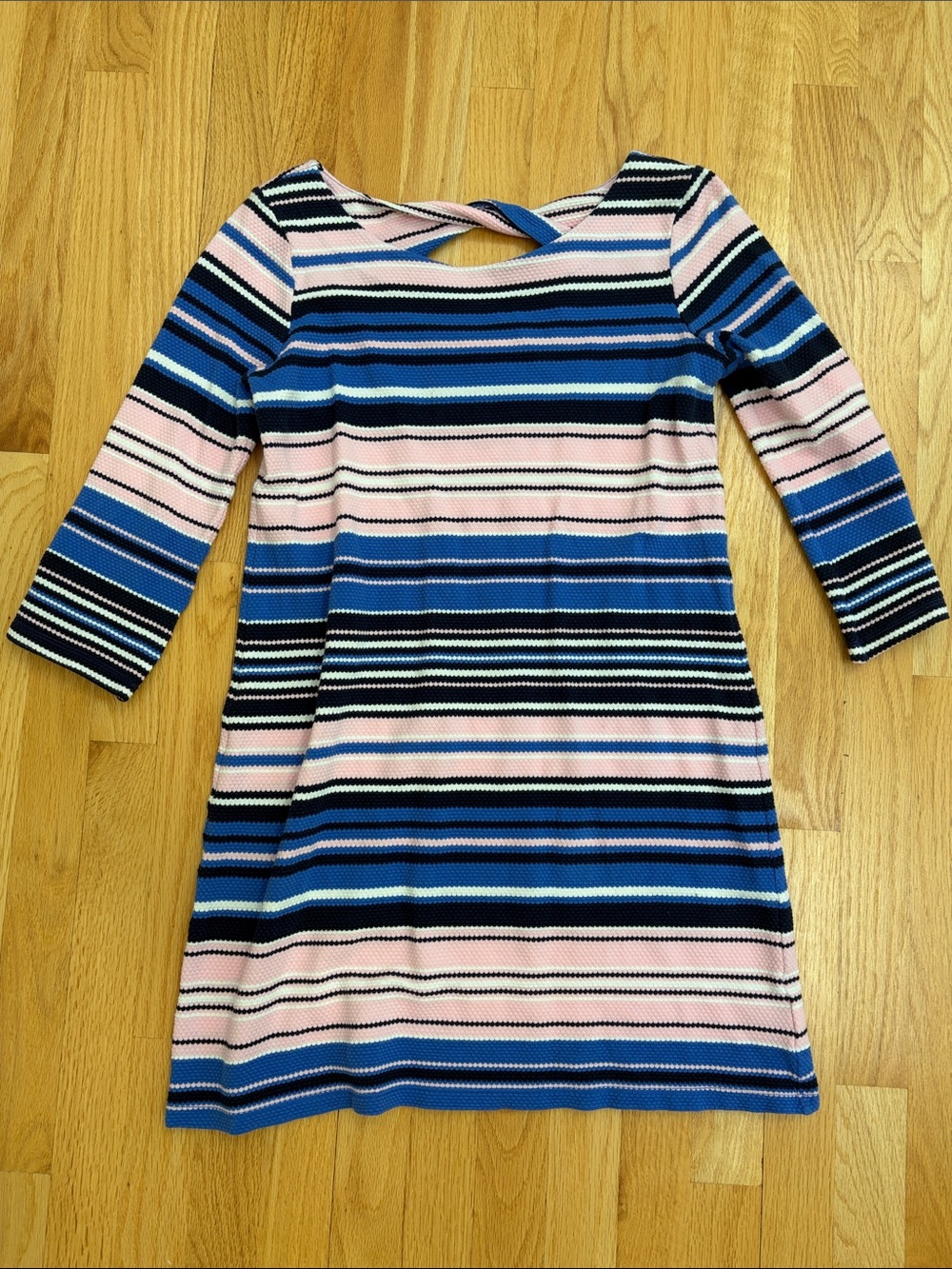 Lilly Pulitzer Blue and Pink Striped Knit Dress with Keyhole Back size M